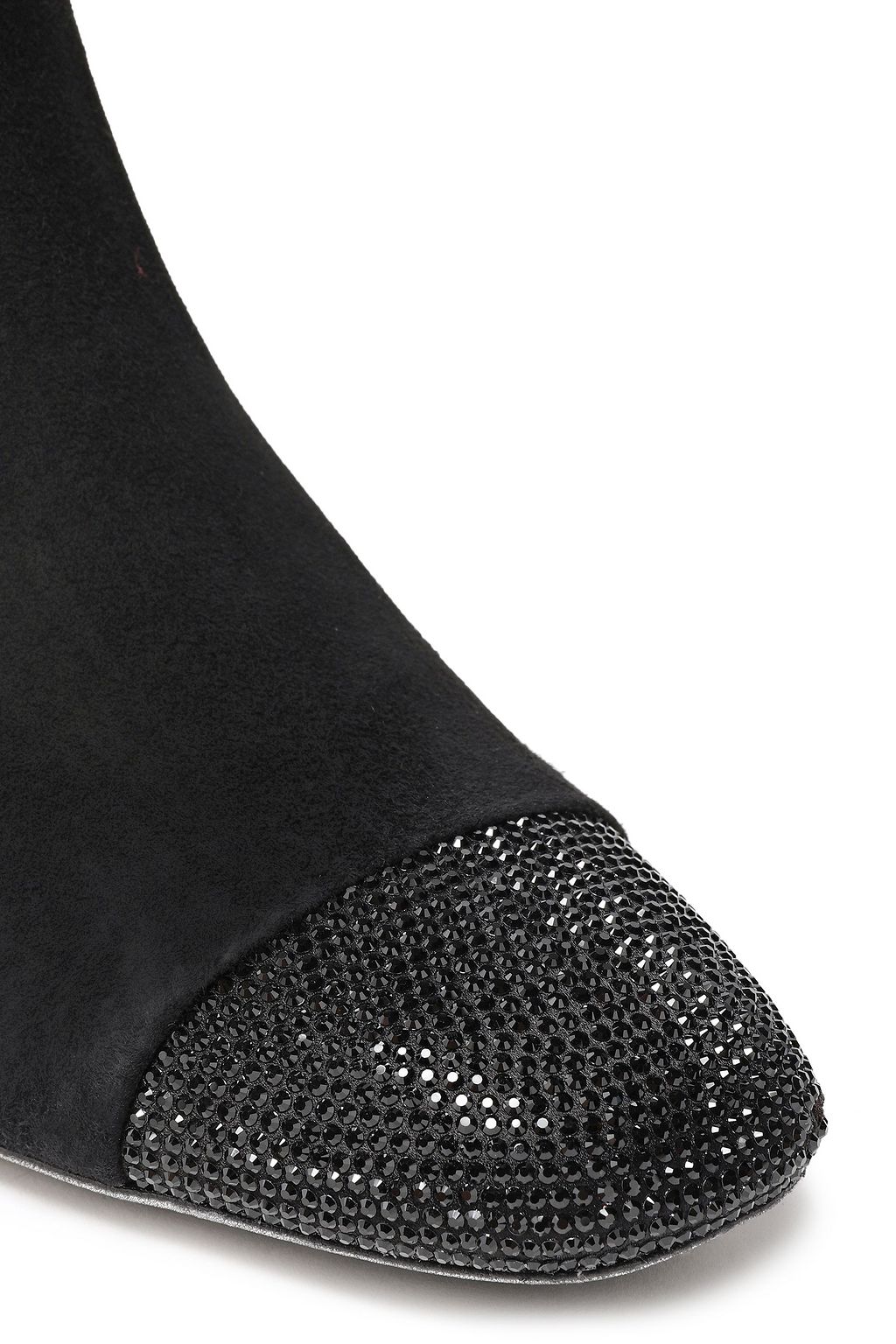 RENE' CAOVILLA Crystal-embellished suede knee boots