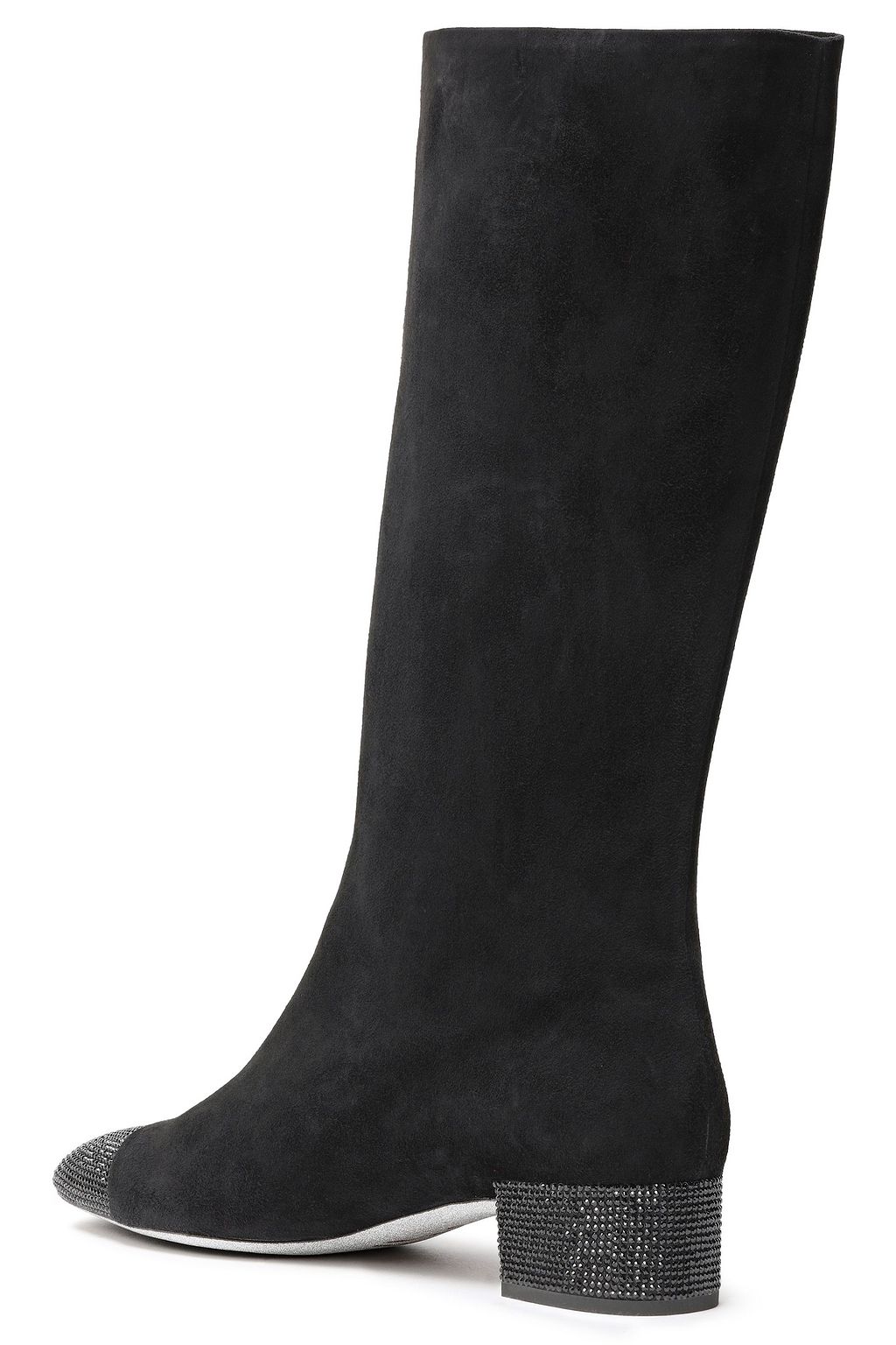 RENE' CAOVILLA Crystal-embellished suede knee boots