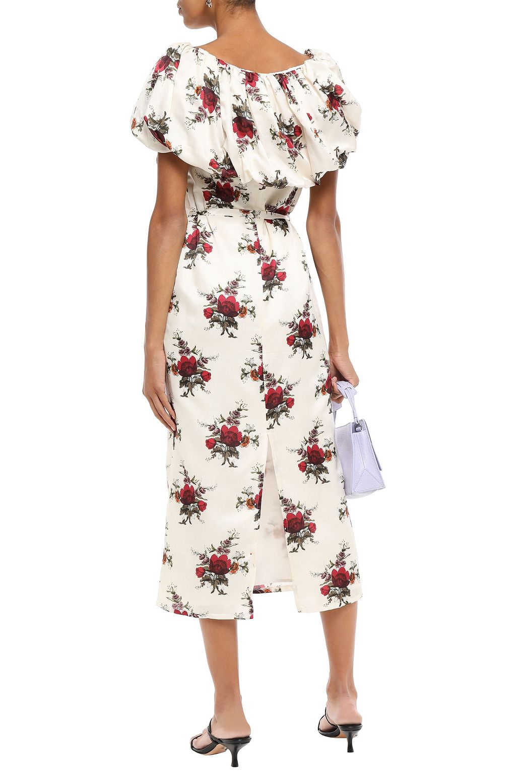 MOTHER OF PEARL Layered floral-print cotton and silk-blend satin midi dress