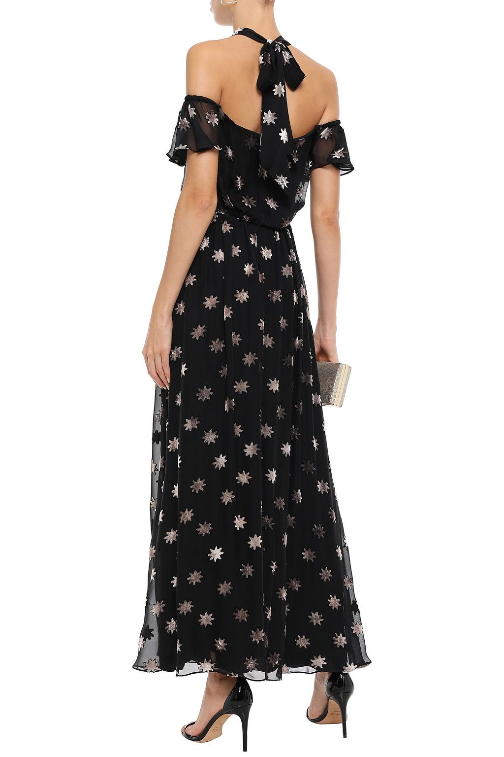 TEMPERLEY LONDON Off-the-shoulder twist-front devoré-velvet maxi dress