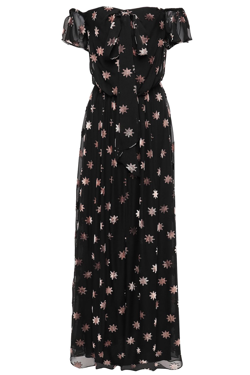 TEMPERLEY LONDON Off-the-shoulder twist-front devoré-velvet maxi dress