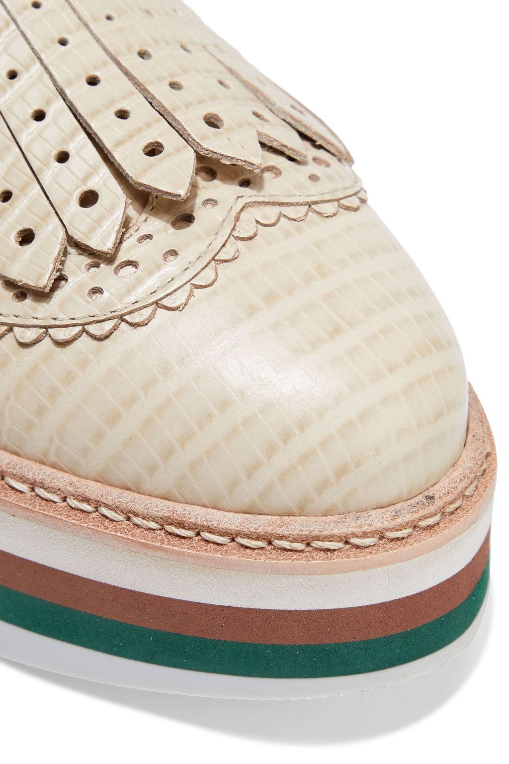 ZIMMERMANN Fringed lizard-effect leather platform brogues