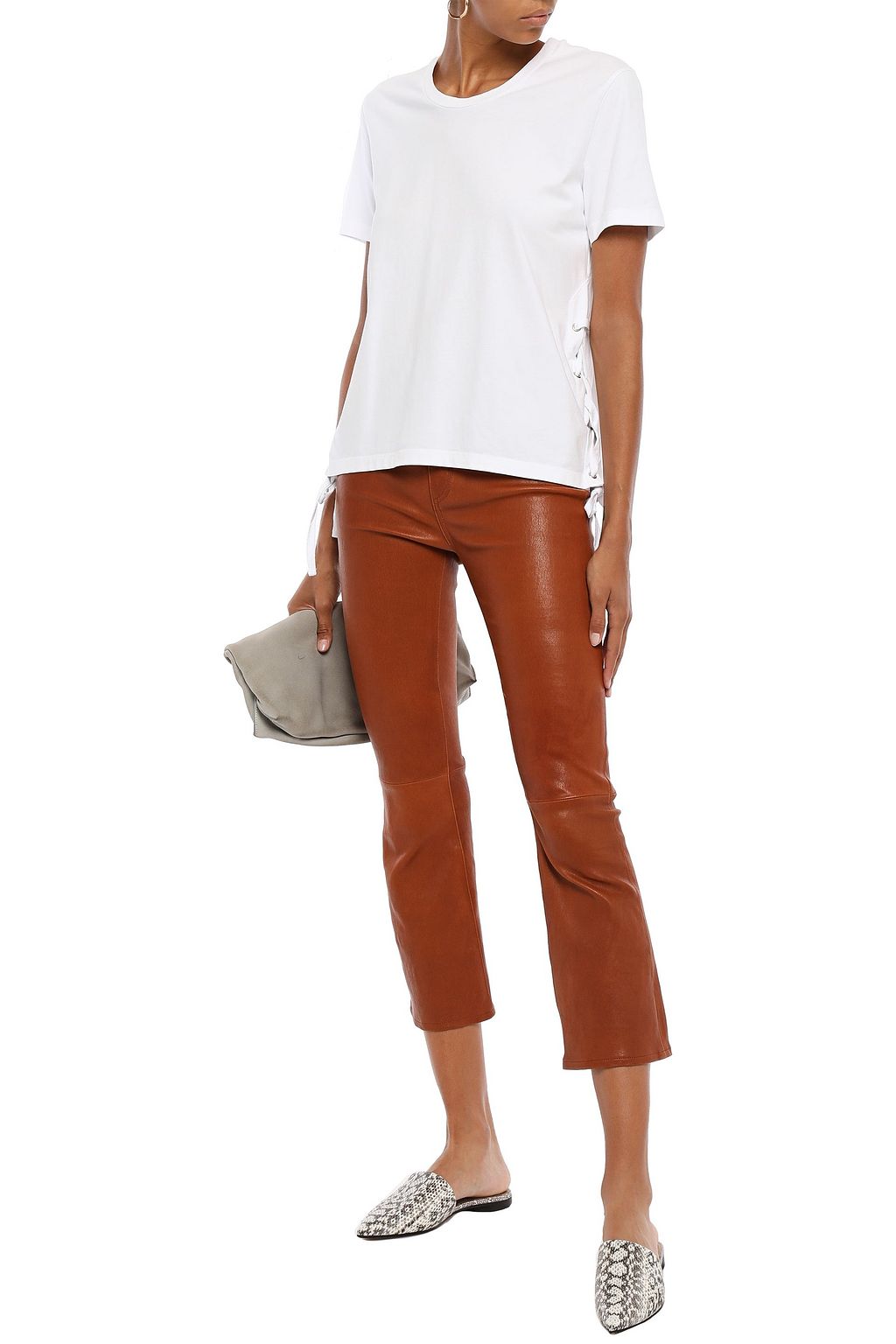 7 FOR ALL MANKIND Lace-up cotton-jersey T-shirt