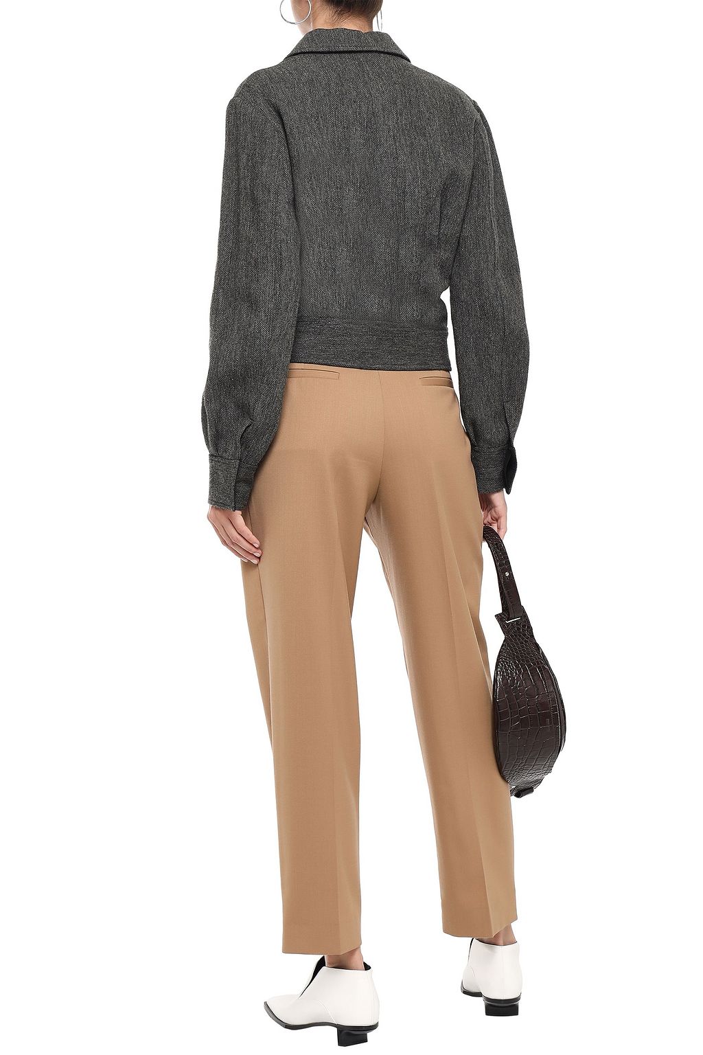 MASSCOB Doyle buckled herringbone wool and linen-blend jacket