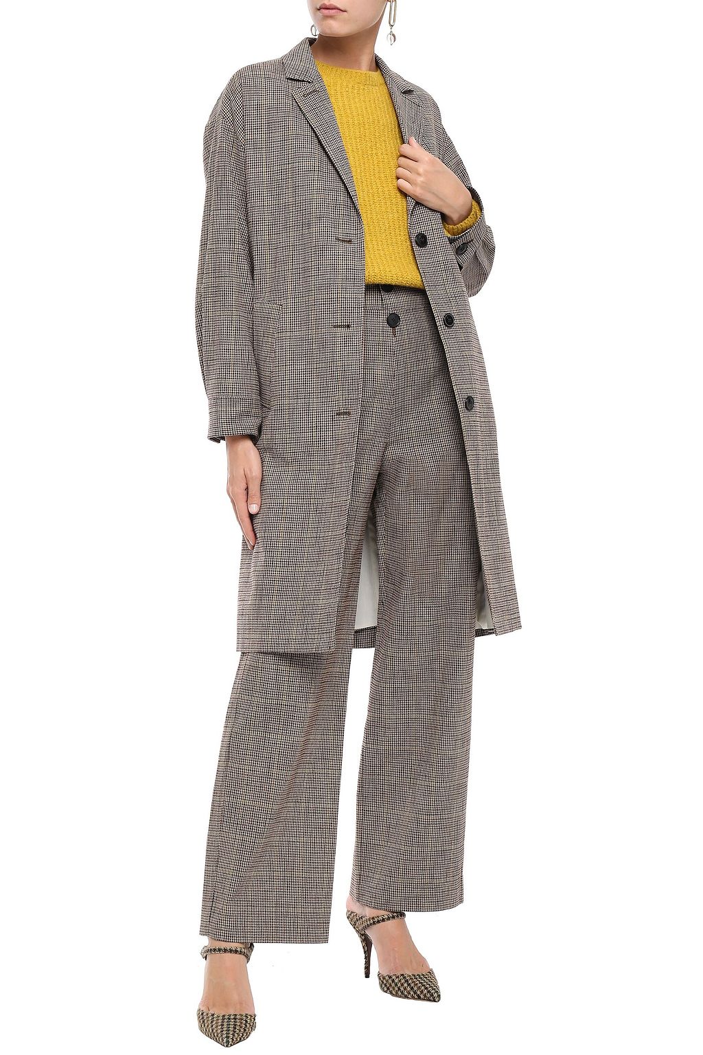 MASSCOB Belted Prince of Wales checked cotton-blend coat