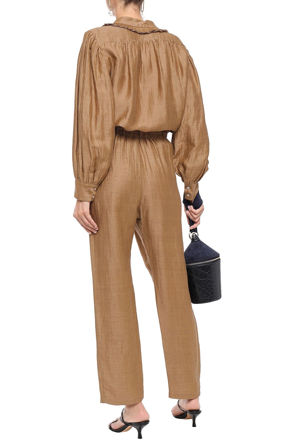 MASSCOB Moulin wrap-effect linen-blend straight-leg pants