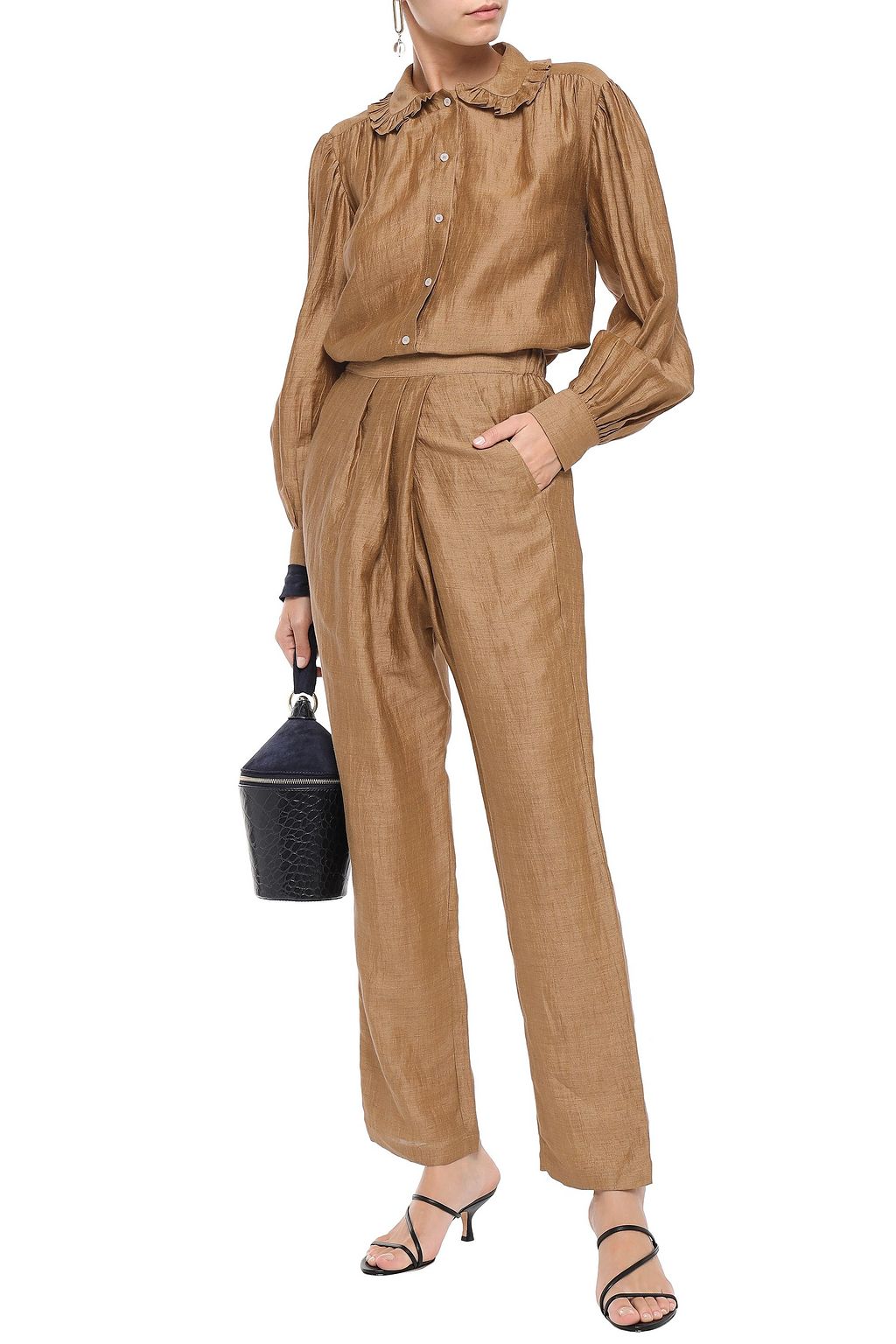 MASSCOB Moulin wrap-effect linen-blend straight-leg pants