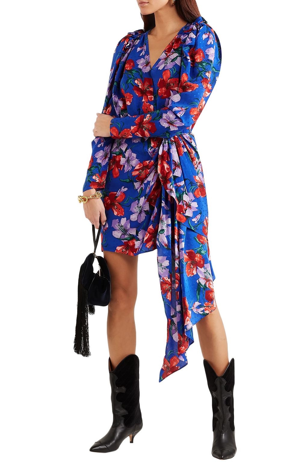 MAGDA BUTRYM Lagos wrap-effect floral-print silk-jacquard mini dress