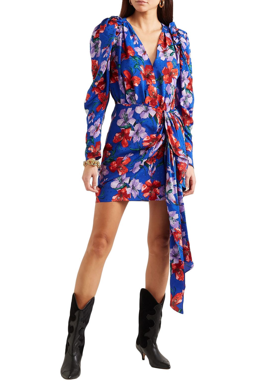 MAGDA BUTRYM Lagos wrap-effect floral-print silk-jacquard mini dress