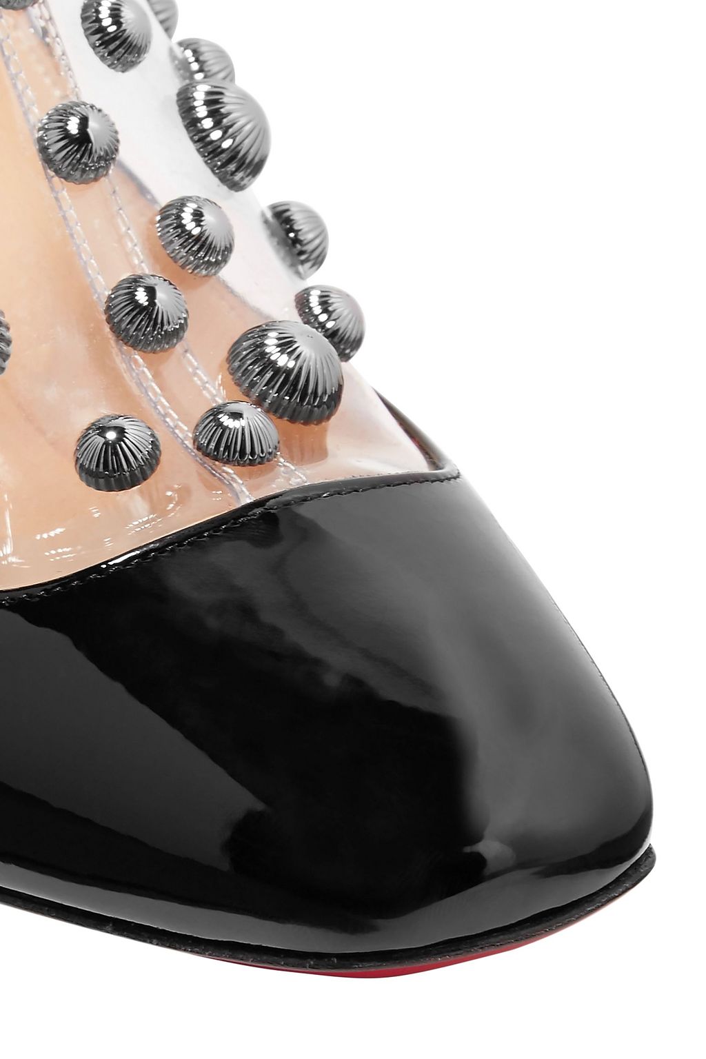 CHRISTIAN LOUBOUTIN Space Odd 55 studded PVC and patent-leather ankle boots