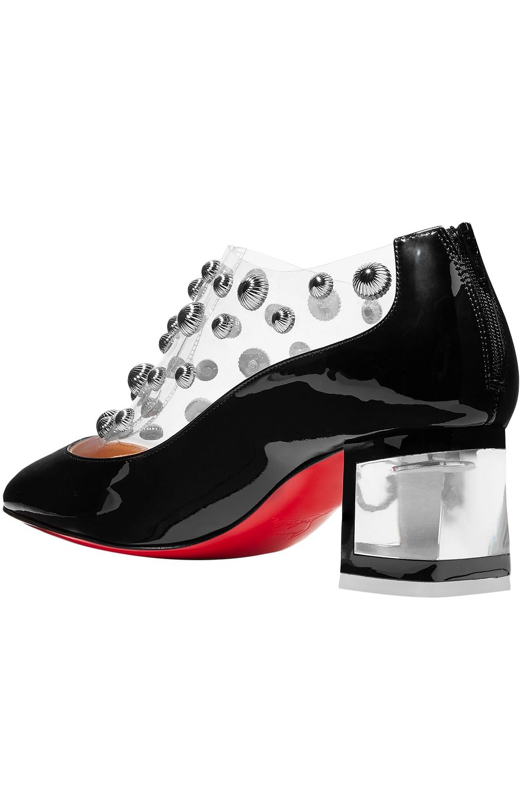 CHRISTIAN LOUBOUTIN Space Odd 55 studded PVC and patent-leather ankle boots
