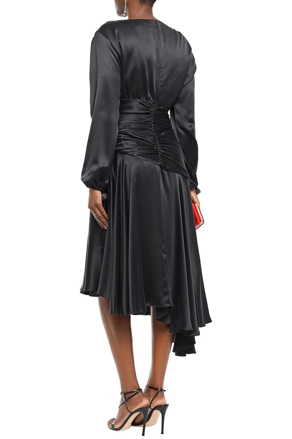 PREEN BY THORNTON BREGAZZI Amber asymmetric ruched silk-satin dress