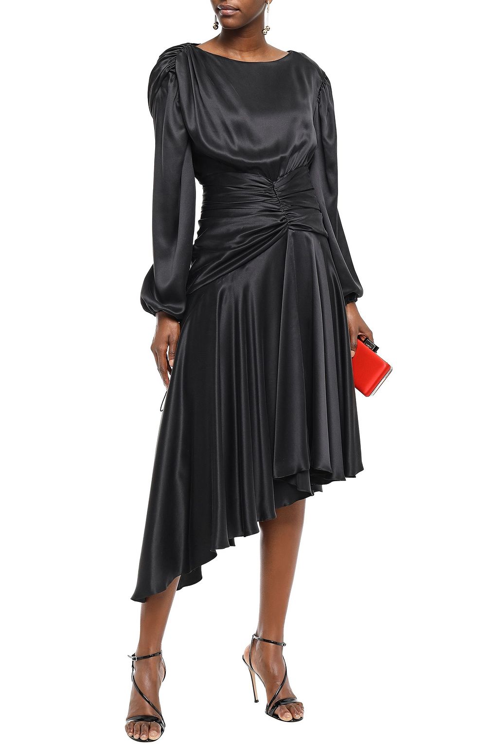 PREEN BY THORNTON BREGAZZI Amber asymmetric ruched silk-satin dress