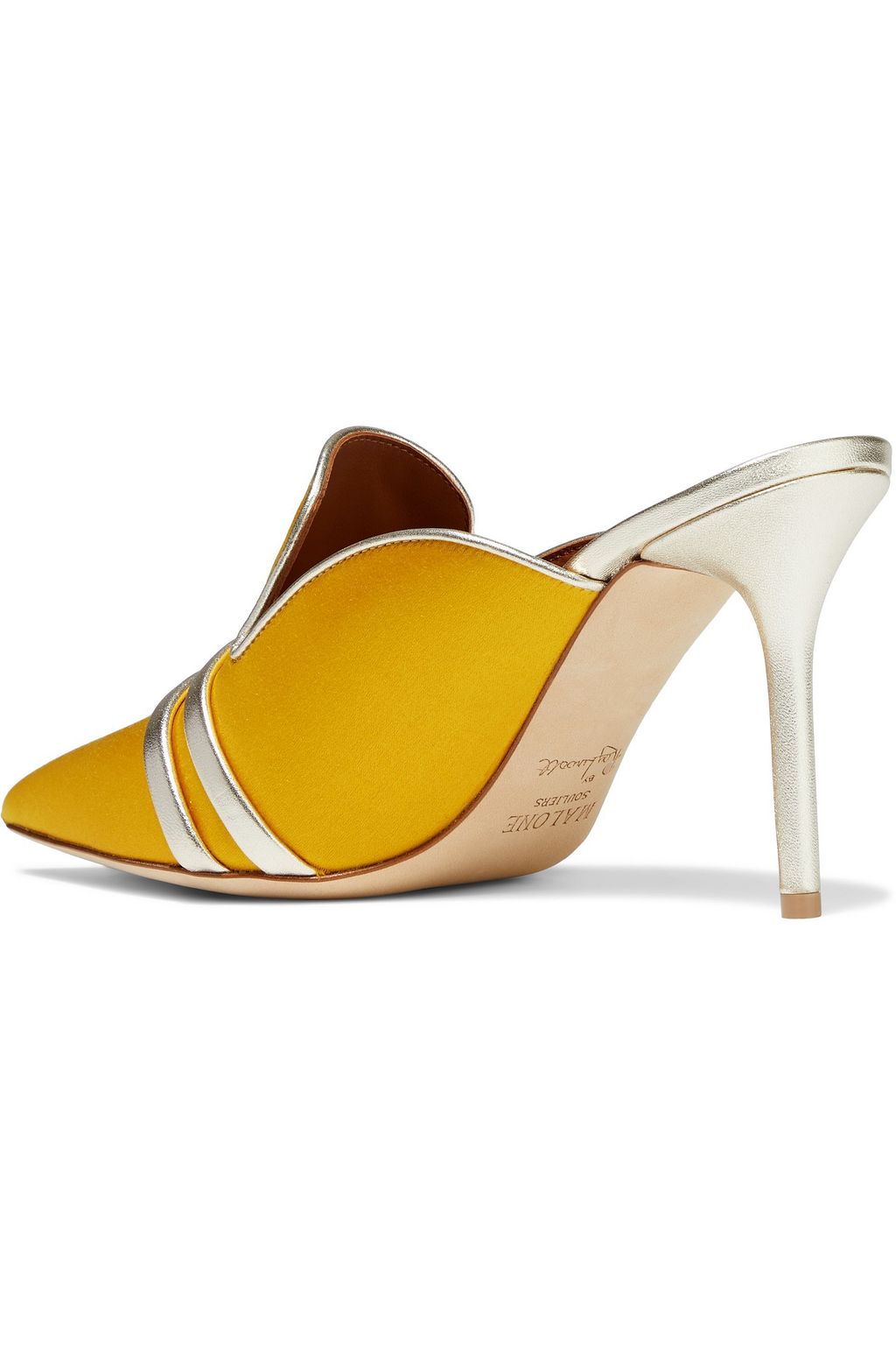 MALONE SOULIERS Hayley metallic leather-trimmed satin mules