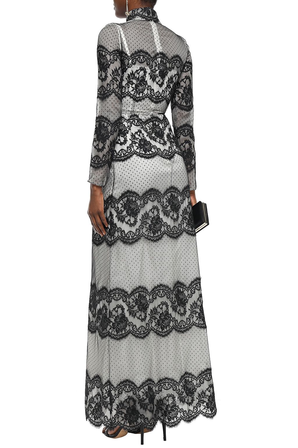 DOLCE&GABBANA Silk-blend point d'esprit and lace gown