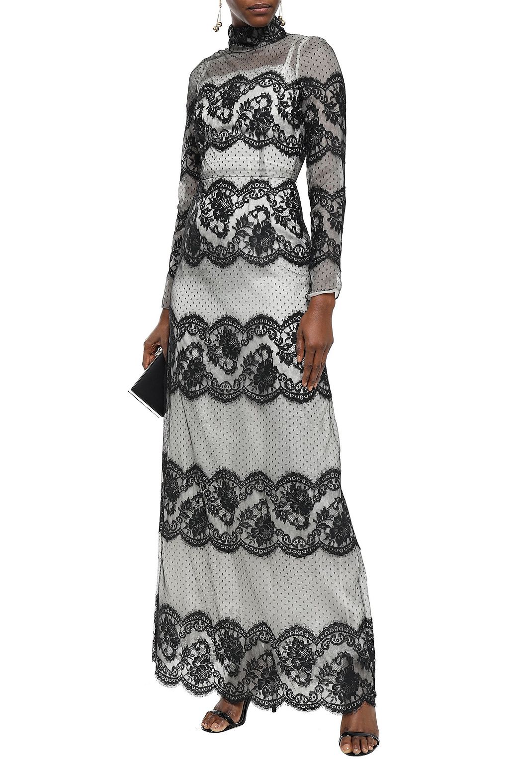 DOLCE&GABBANA Silk-blend point d'esprit and lace gown