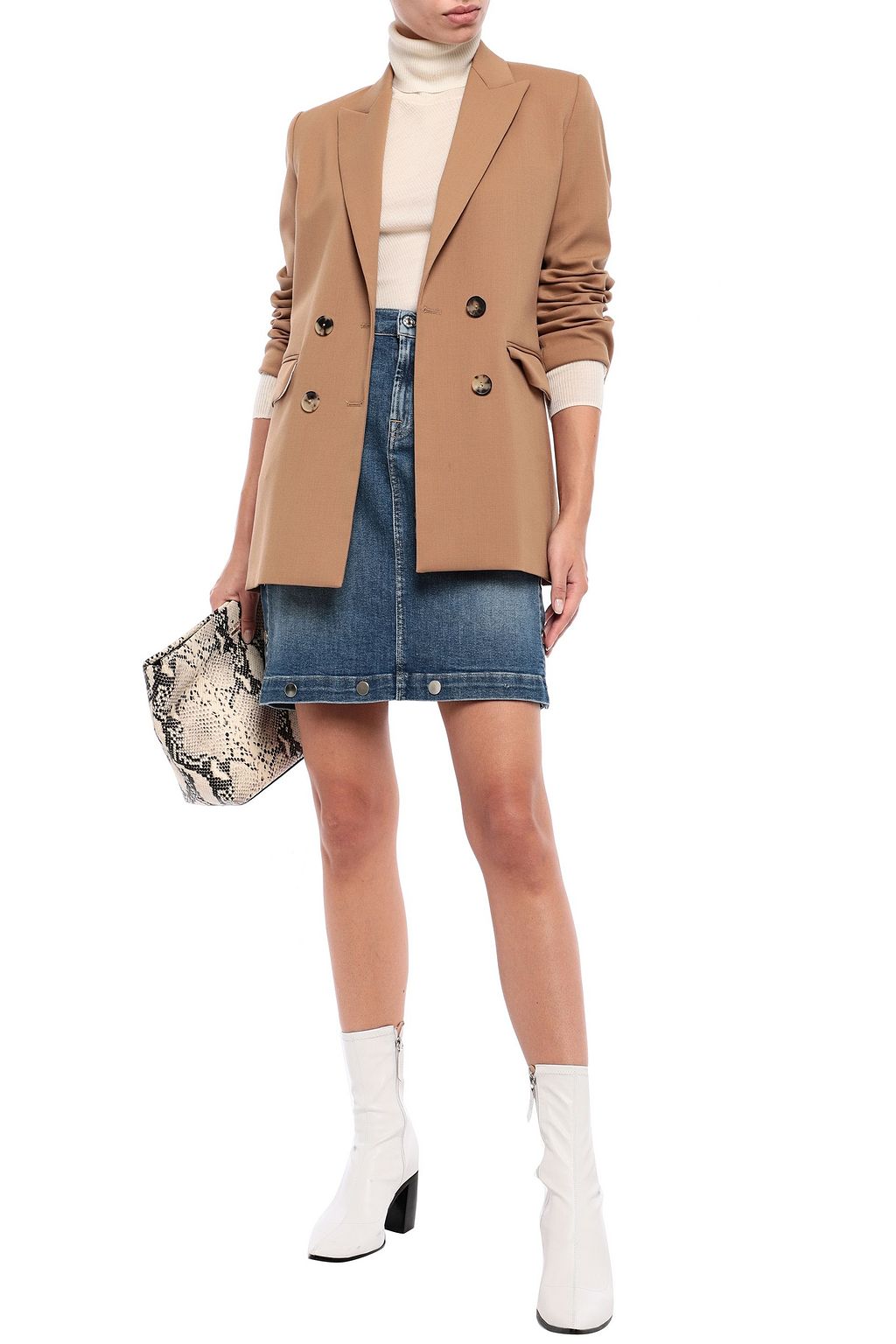 7 FOR ALL MANKIND Faded denim mini skirt