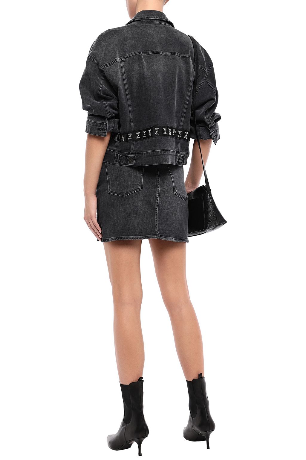 3X1 NYC Corset embellished denim mini skirt