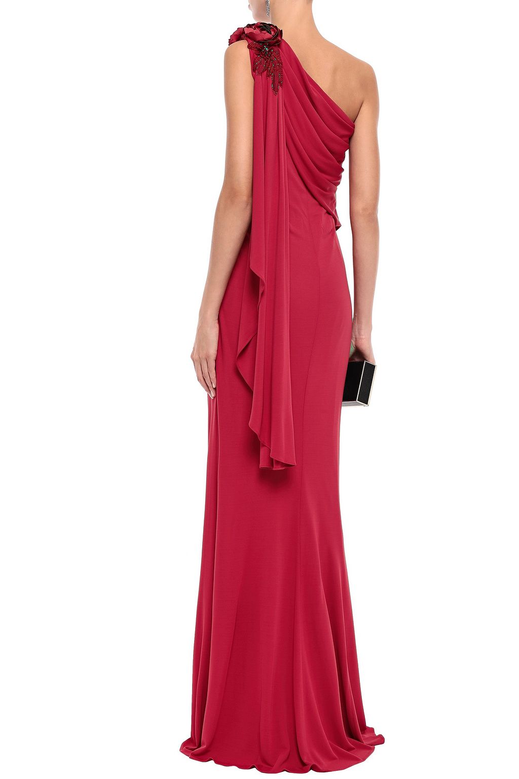 badgley mischka one shoulder gown