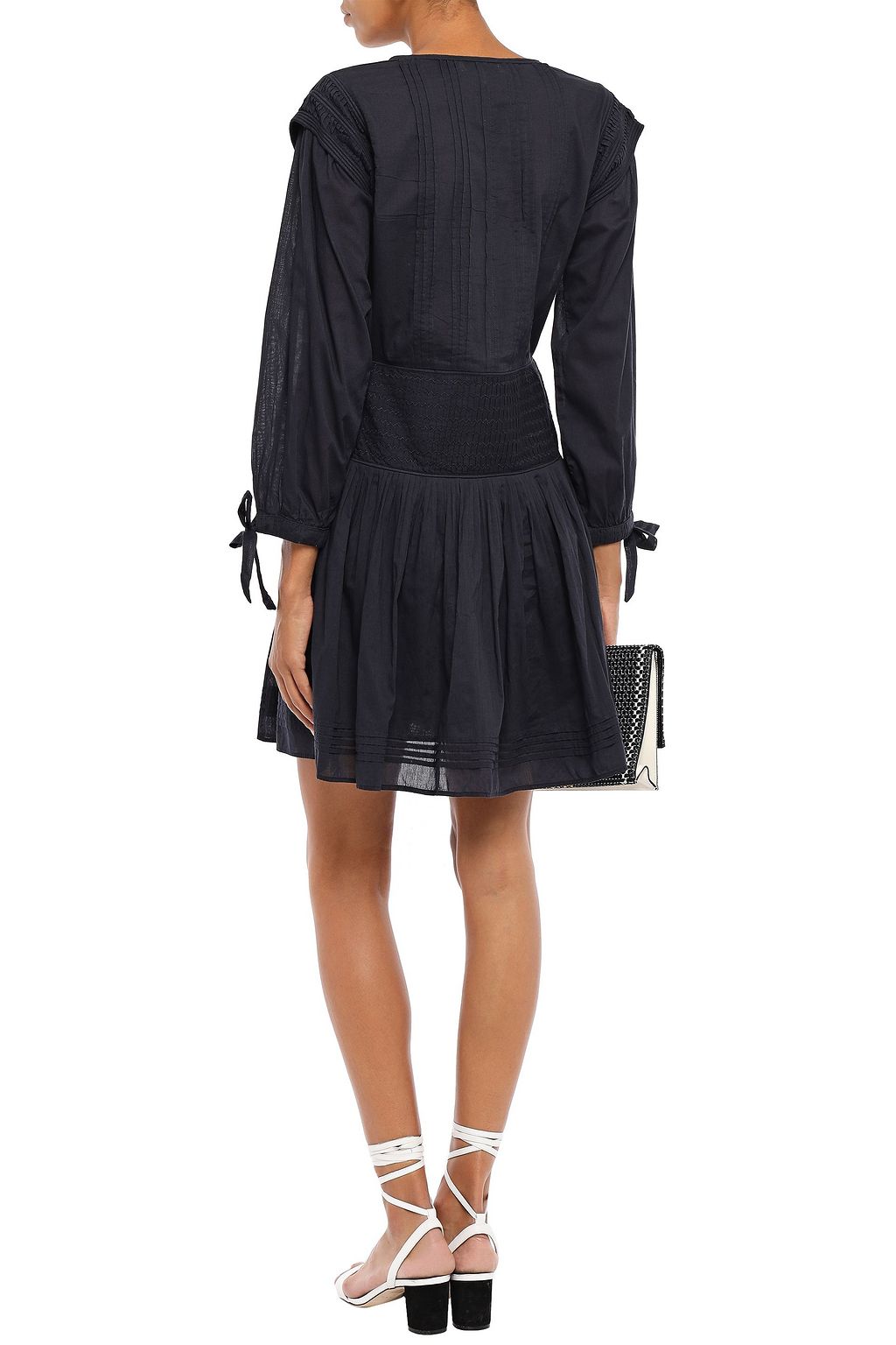 SEA Hemmingway pleated cotton-poplin mini dress