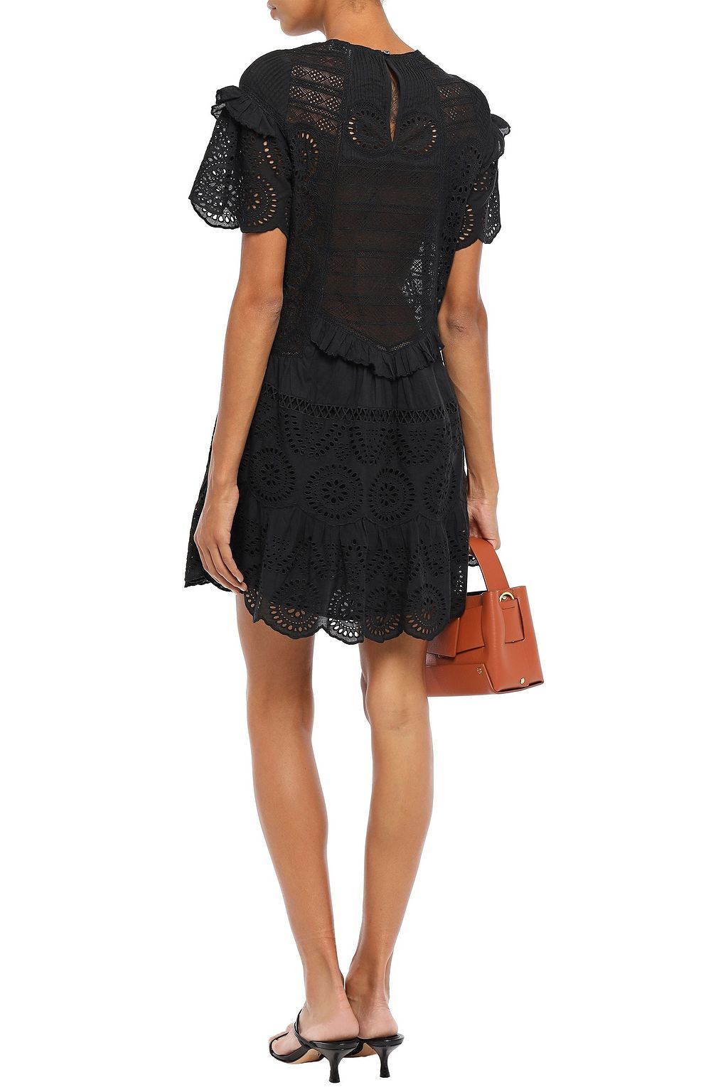 SEA Zinnia ruffled broderie anglaise cotton mini dress