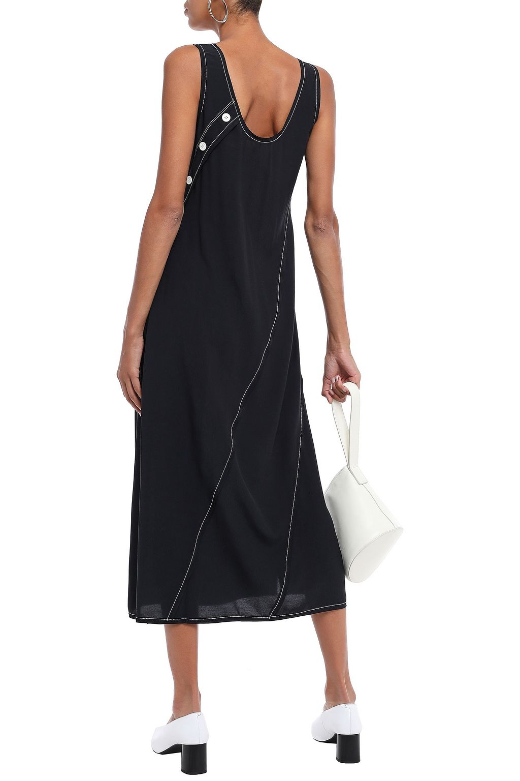 DEREK LAM 10 CROSBY Button-detailed crepe de chine midi dress