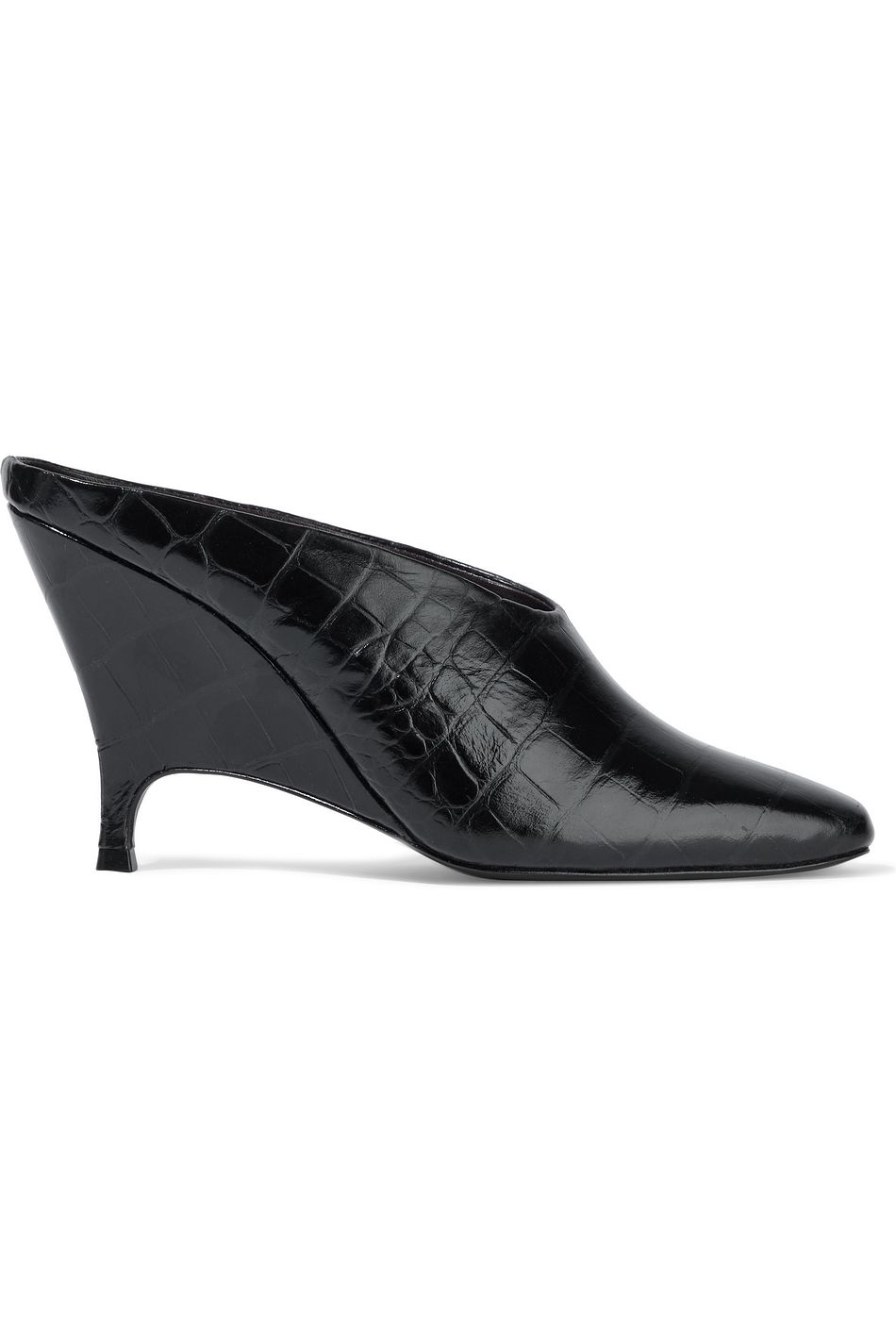 black croc mules