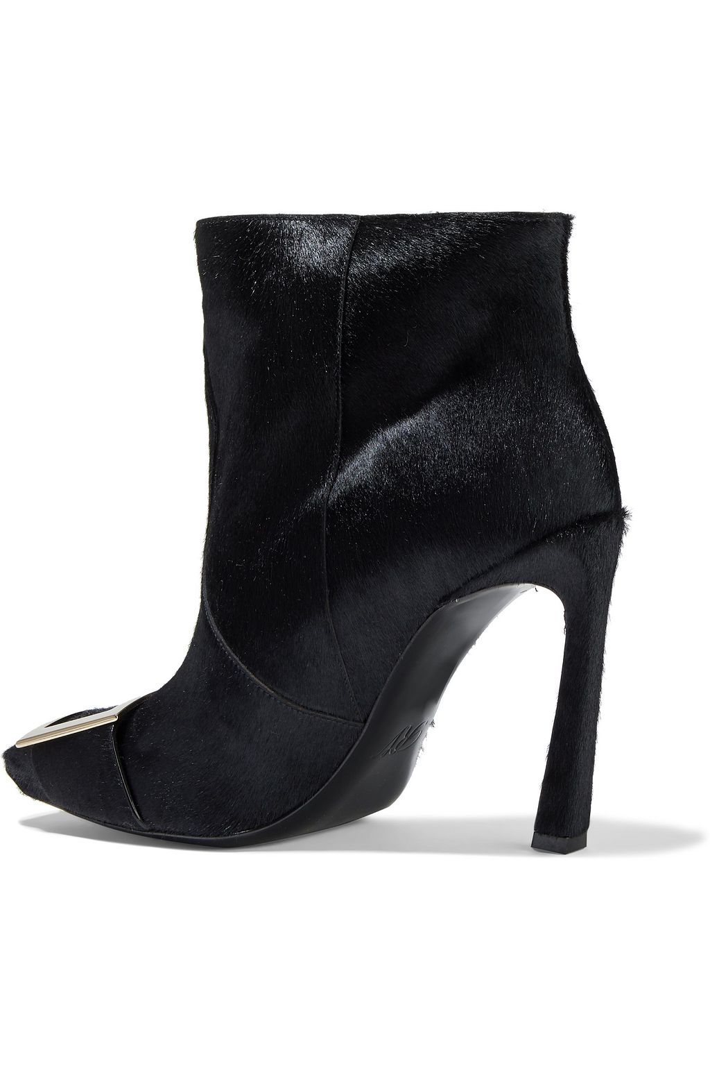 ROGER VIVIER Trompette embellished cutout calf hair ankle boots
