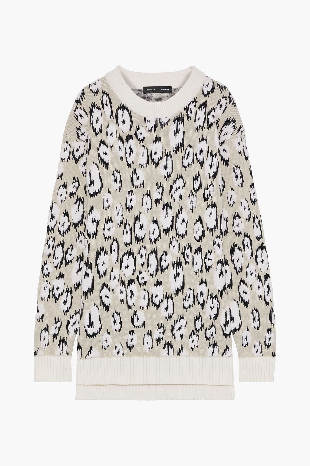 Ecru Wool-blend leopard-jacquard 