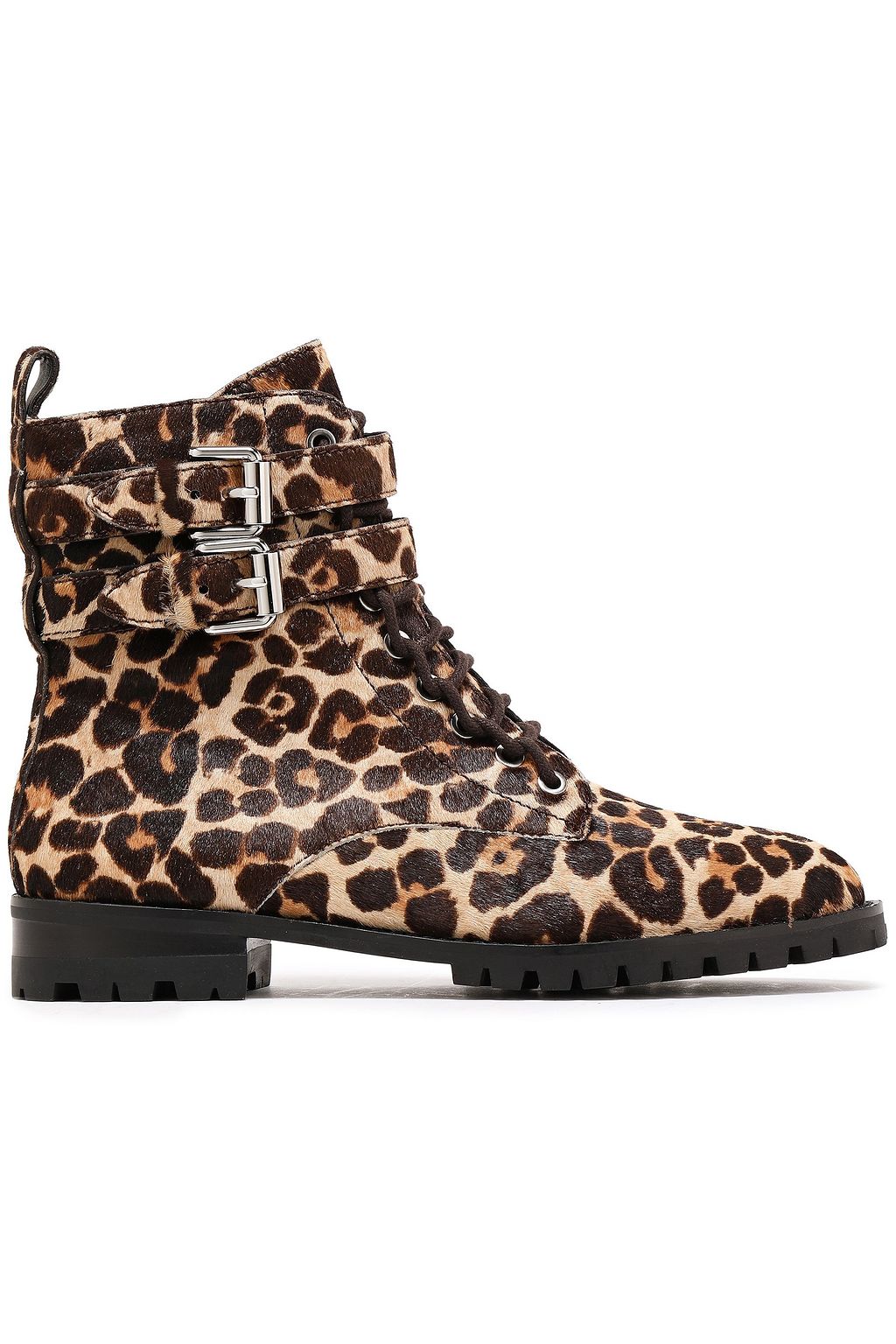 leopard flat ankle boots