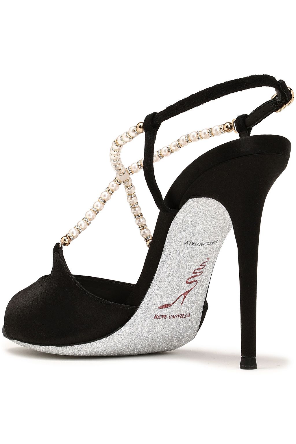 RENE' CAOVILLA Embellished satin sandals