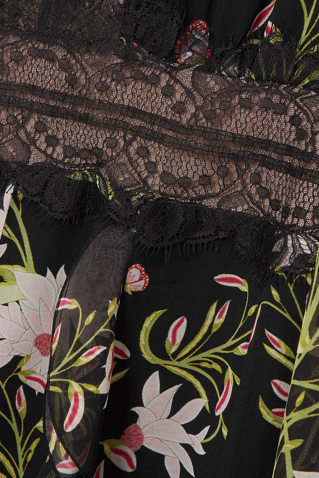 GIAMBATTISTA VALLI Lace-trimmed floral-print silk-chiffon mini dress