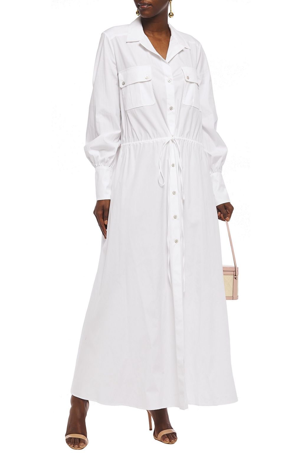 OSCAR DE LA RENTA Cotton-blend poplin maxi shirt dress