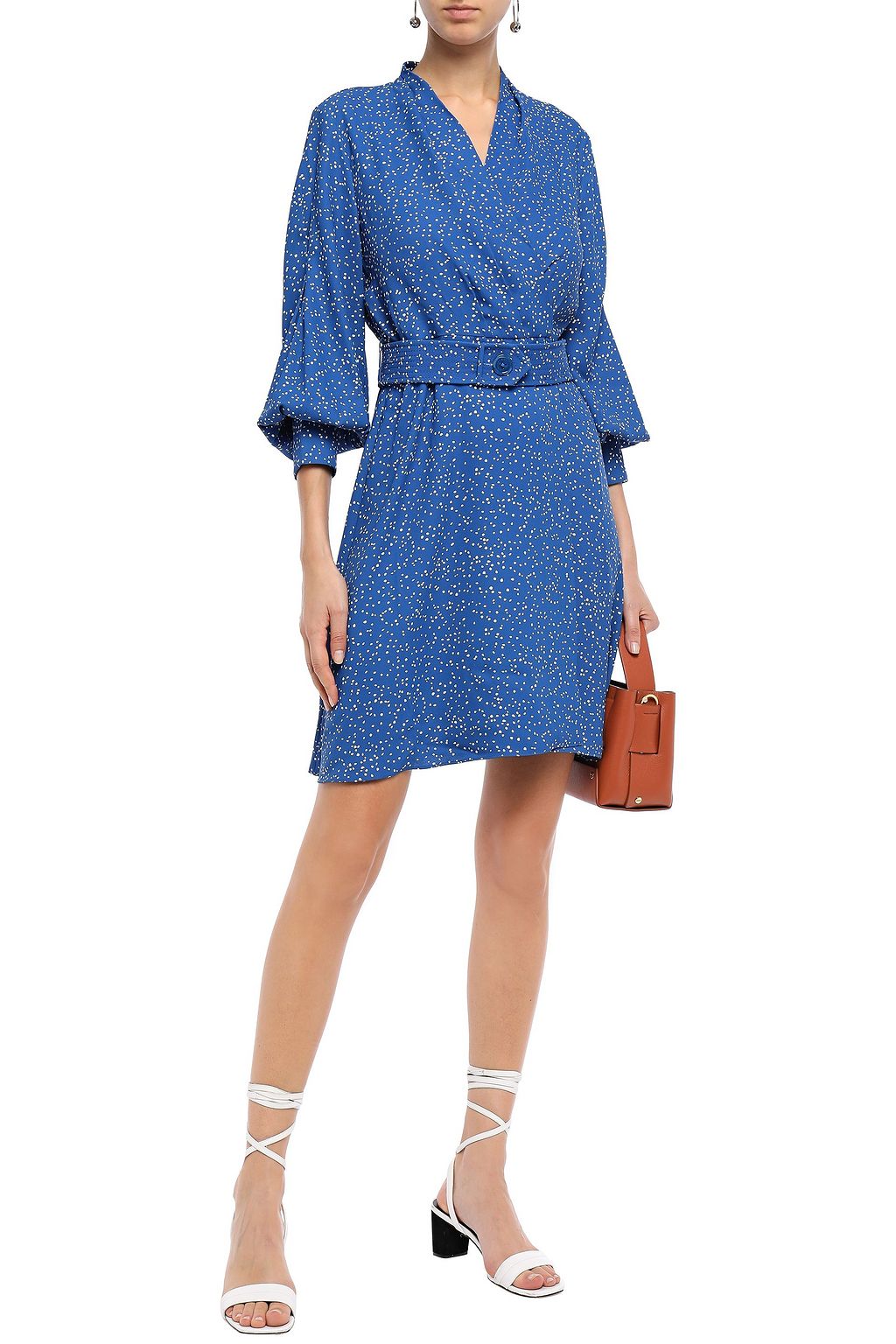 EQUIPMENT Belted printed crepe de chine mini wrap dress