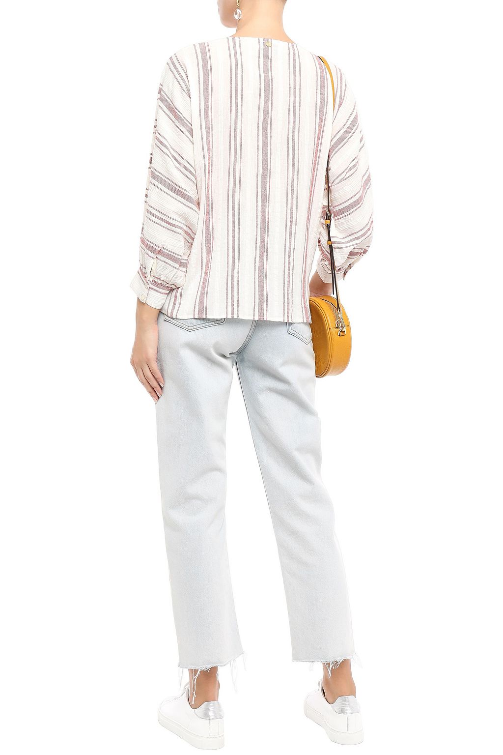 ANTIK BATIK Serifos ruffled striped cotton blouse