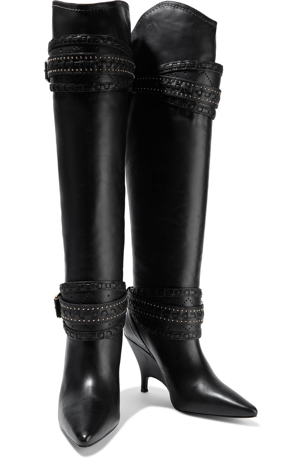 ZIMMERMANN Embellished perforated leather knee boots