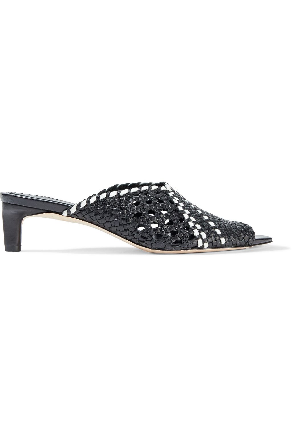 black woven mules