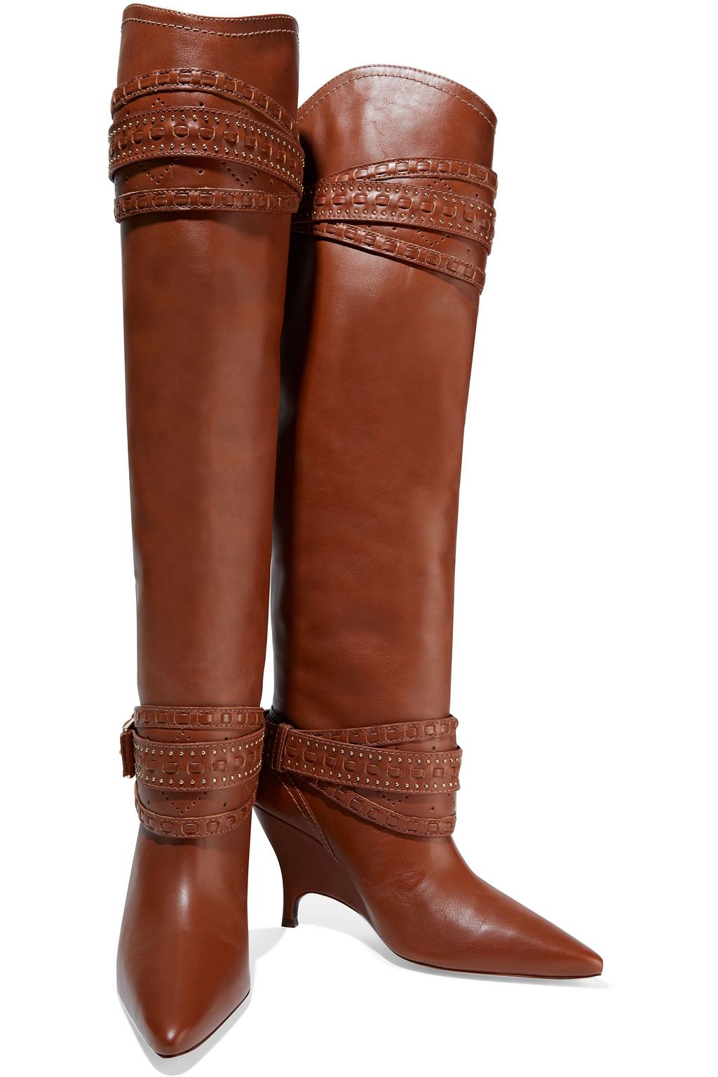 ZIMMERMANN Embellished perforated leather knee boots