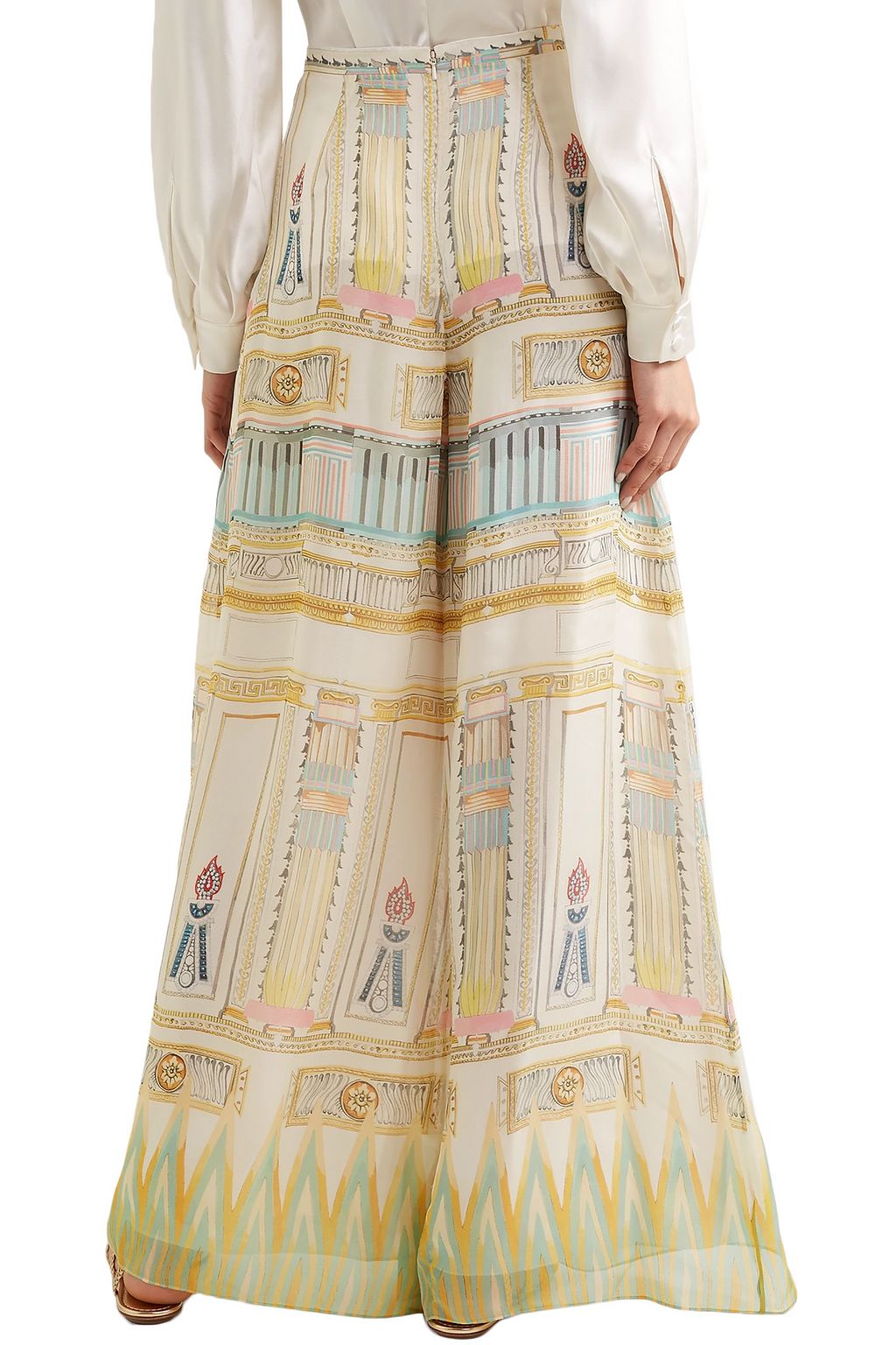 TEMPERLEY LONDON Layered printed silk-voile wide-leg pants