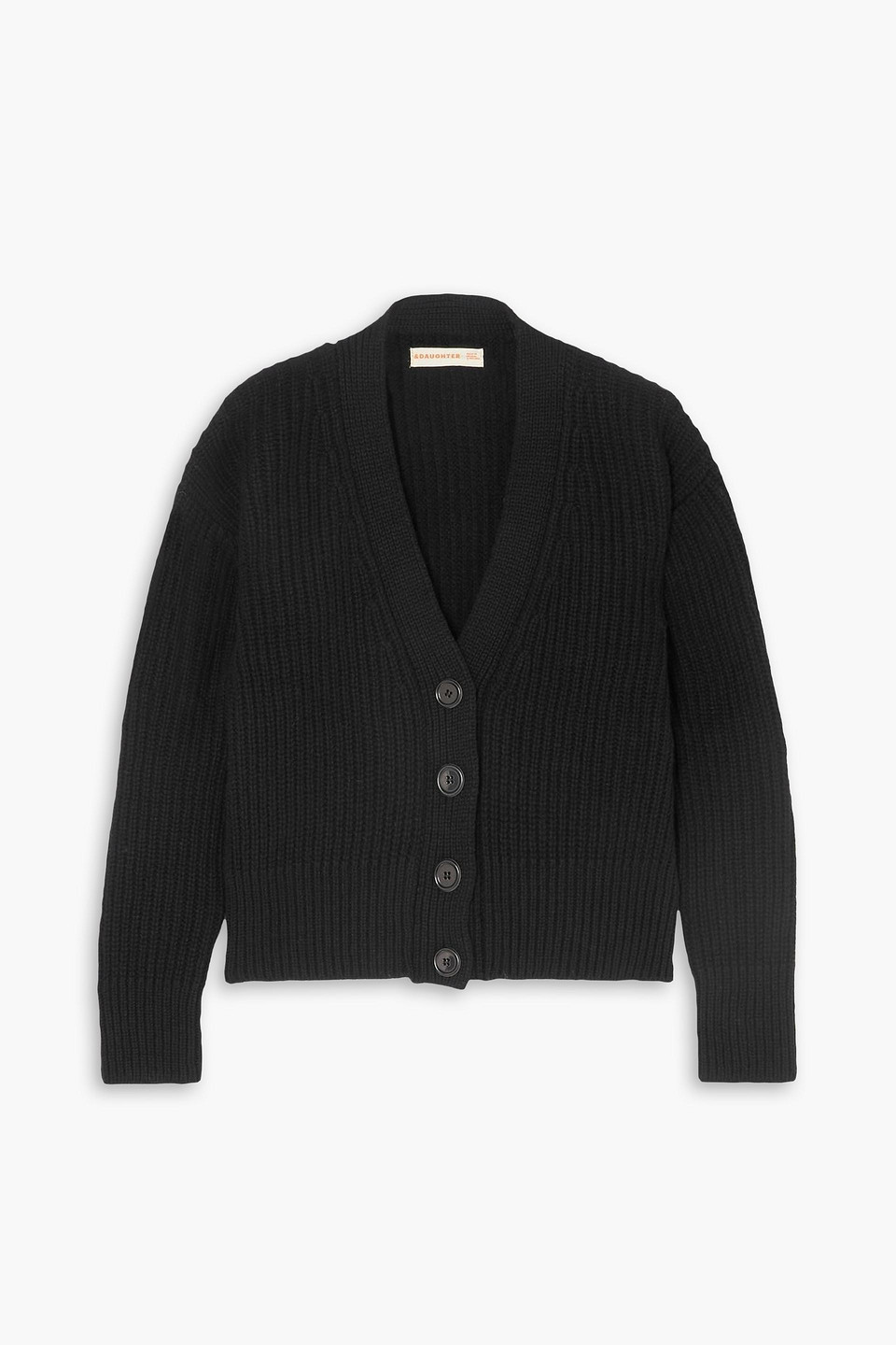 And-daughter Brigid Ribbed Wool Cardigan In Black