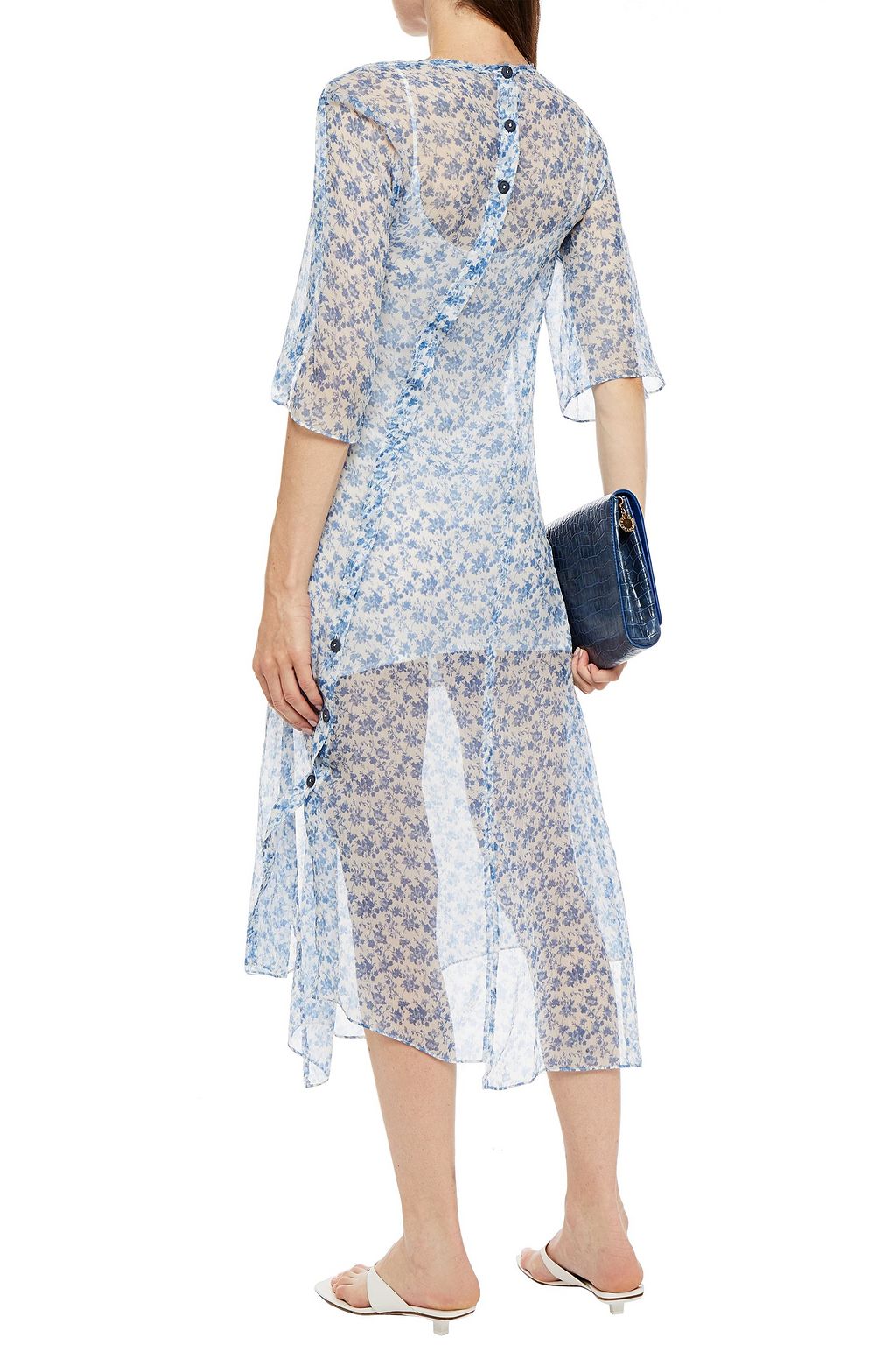 ACNE STUDIOS Asymmetric floral-print silk-crepon midi dress