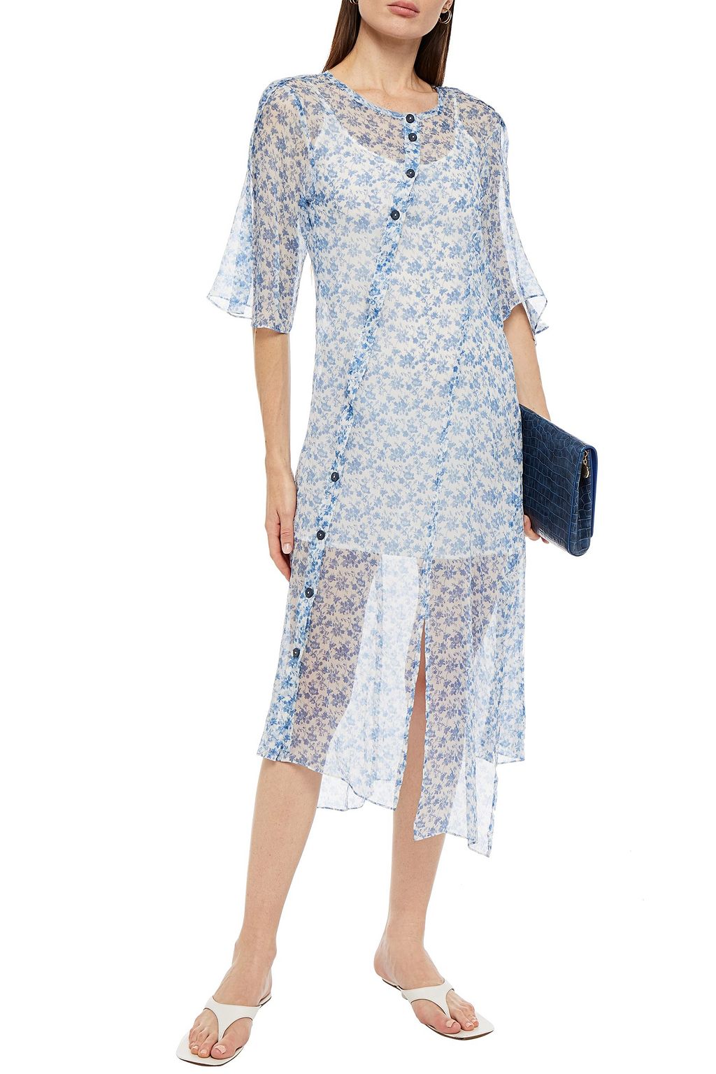 ACNE STUDIOS Asymmetric floral-print silk-crepon midi dress