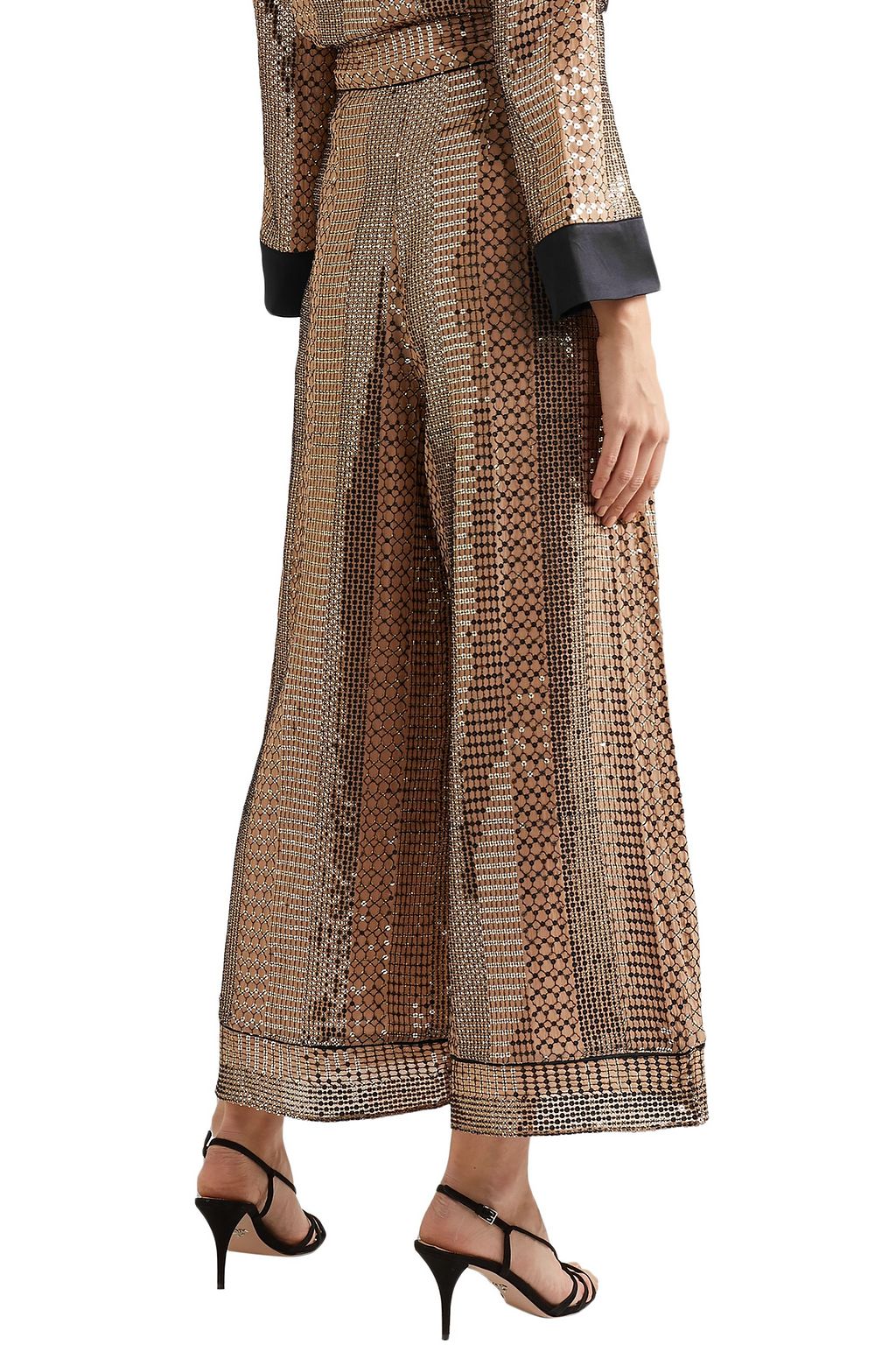 TEMPERLEY LONDON Platinum sequin-embellished chiffon wide-leg pants