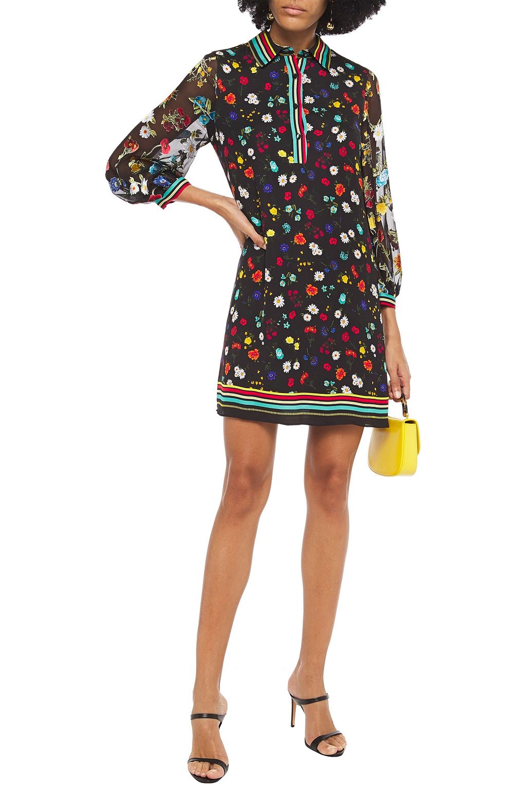 ALICE + OLIVIA Lalita floral-print crepe de chine and burnout chiffon mini dress