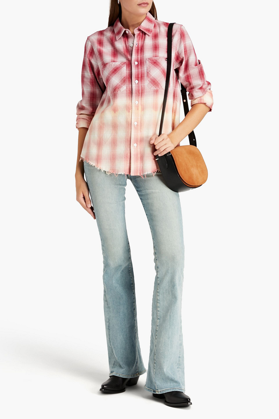 Amiri Metallic Checked Cotton Shirt In Red
