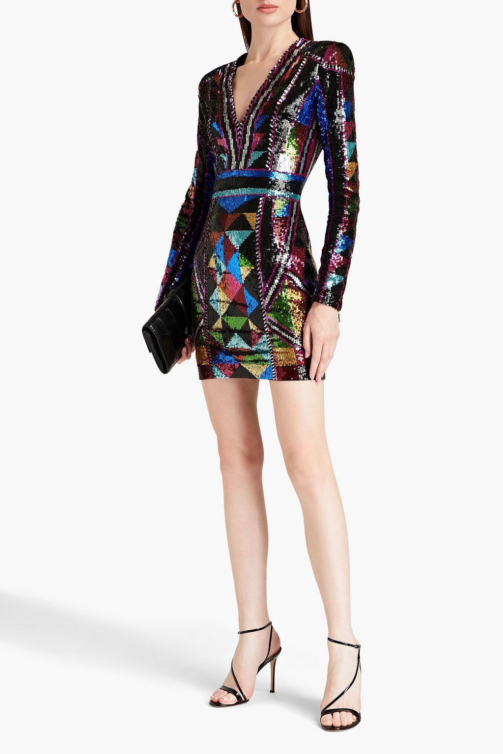 BALMAIN Sequin-embellished mesh mini dress