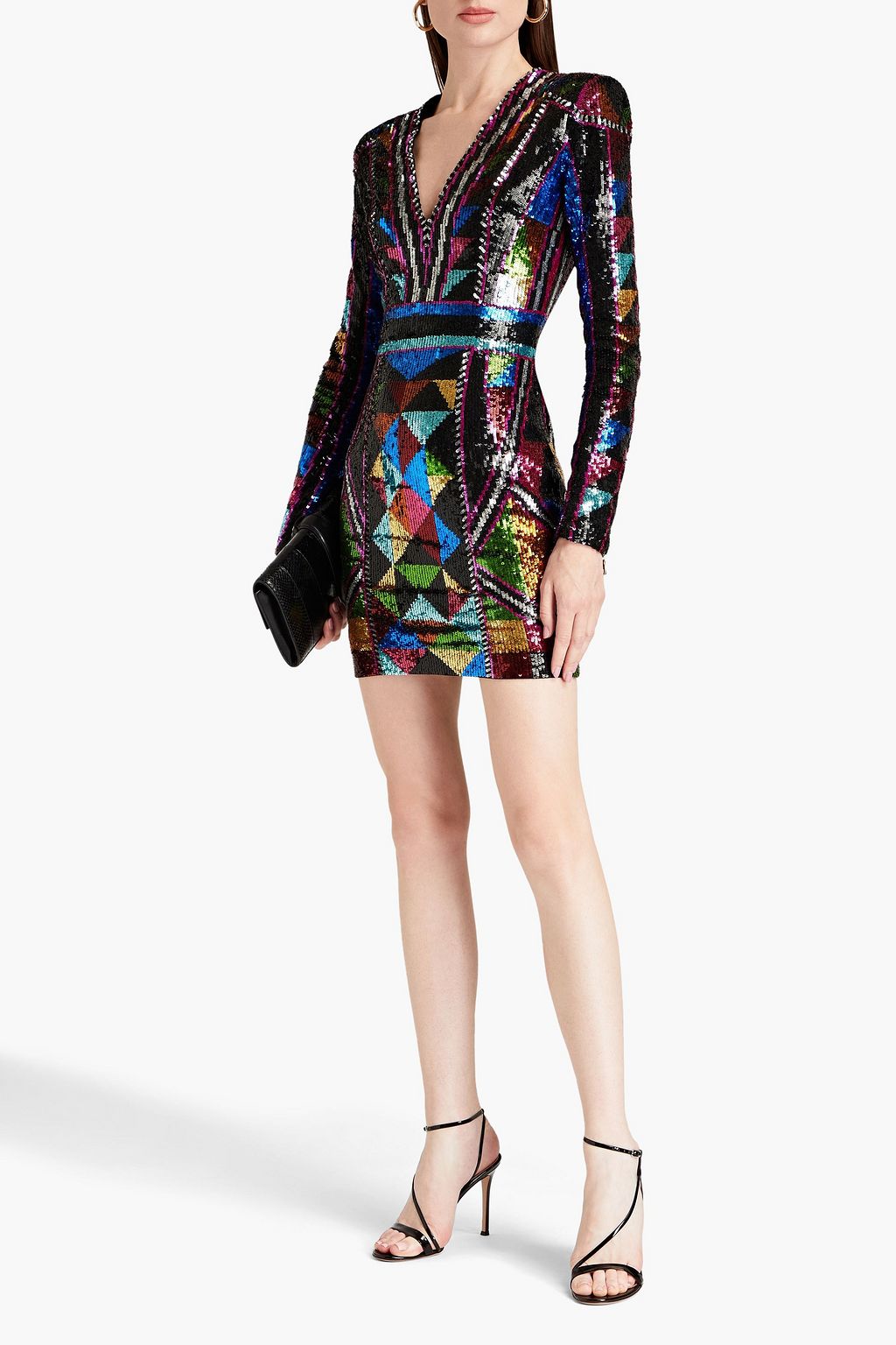 BALMAIN Sequin-embellished mesh mini dress | THE