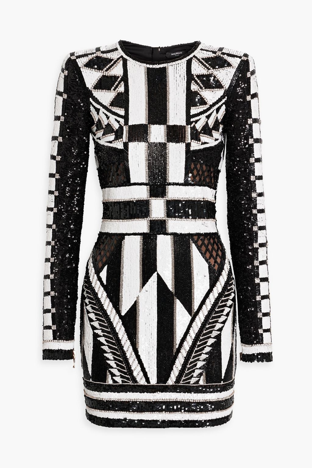 Embellished stretch tulle mini dress black FR 36