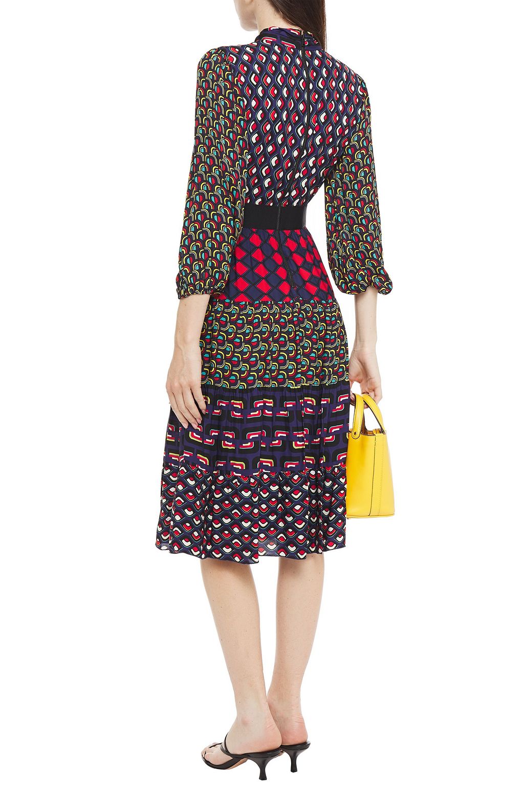 ALICE + OLIVIA Pussy-bow printed cady midi dress