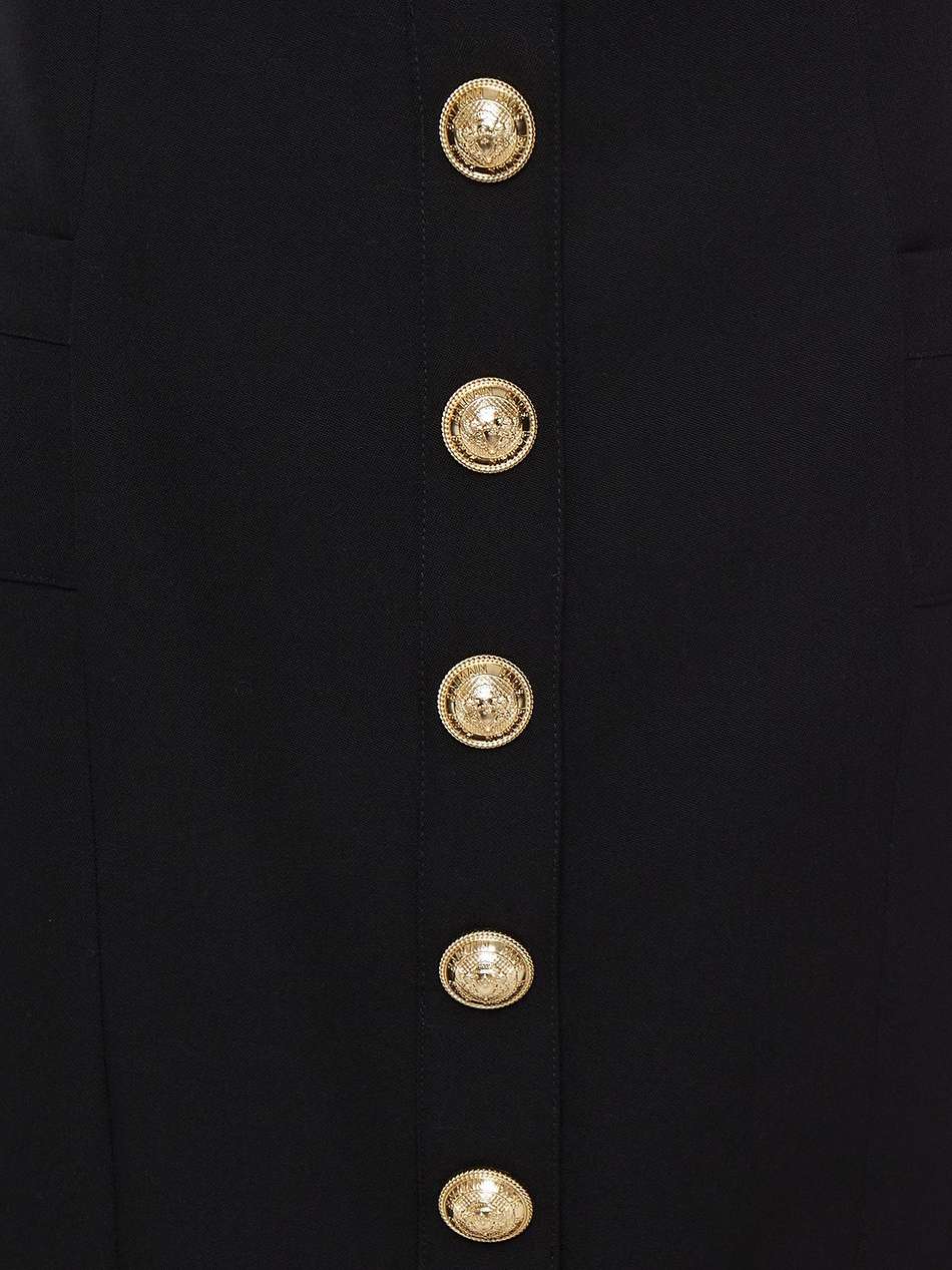 button-embellished wool-twill mini skirt